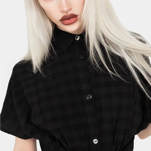 Tie Waist Shirt Dress - Picture 2 of 5